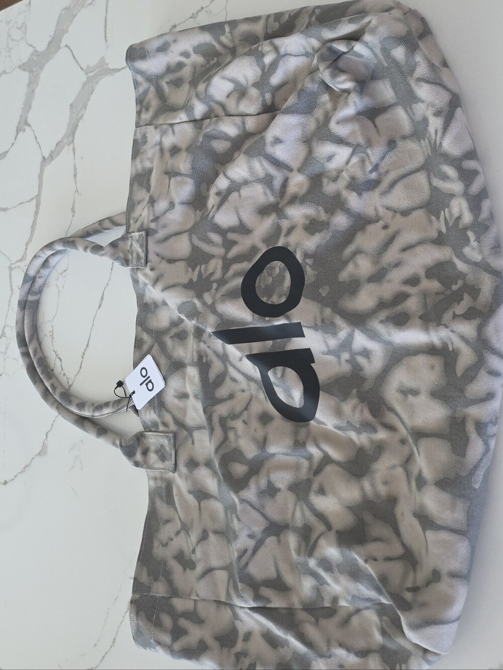 ALO Yoga Marble-Print Gray Tote
